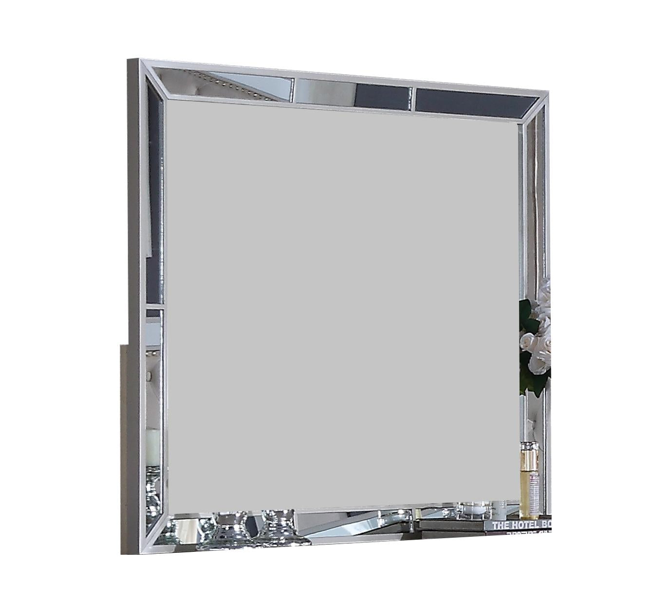 Gloria Contemporary Style Mirror in White finish Wood Cosmos Furniture