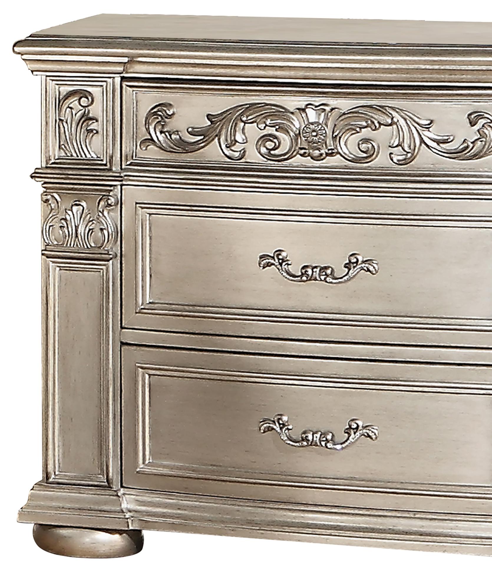 Platinum Traditional Style Nightstand in Gold finish Wood Cosmos Furniture