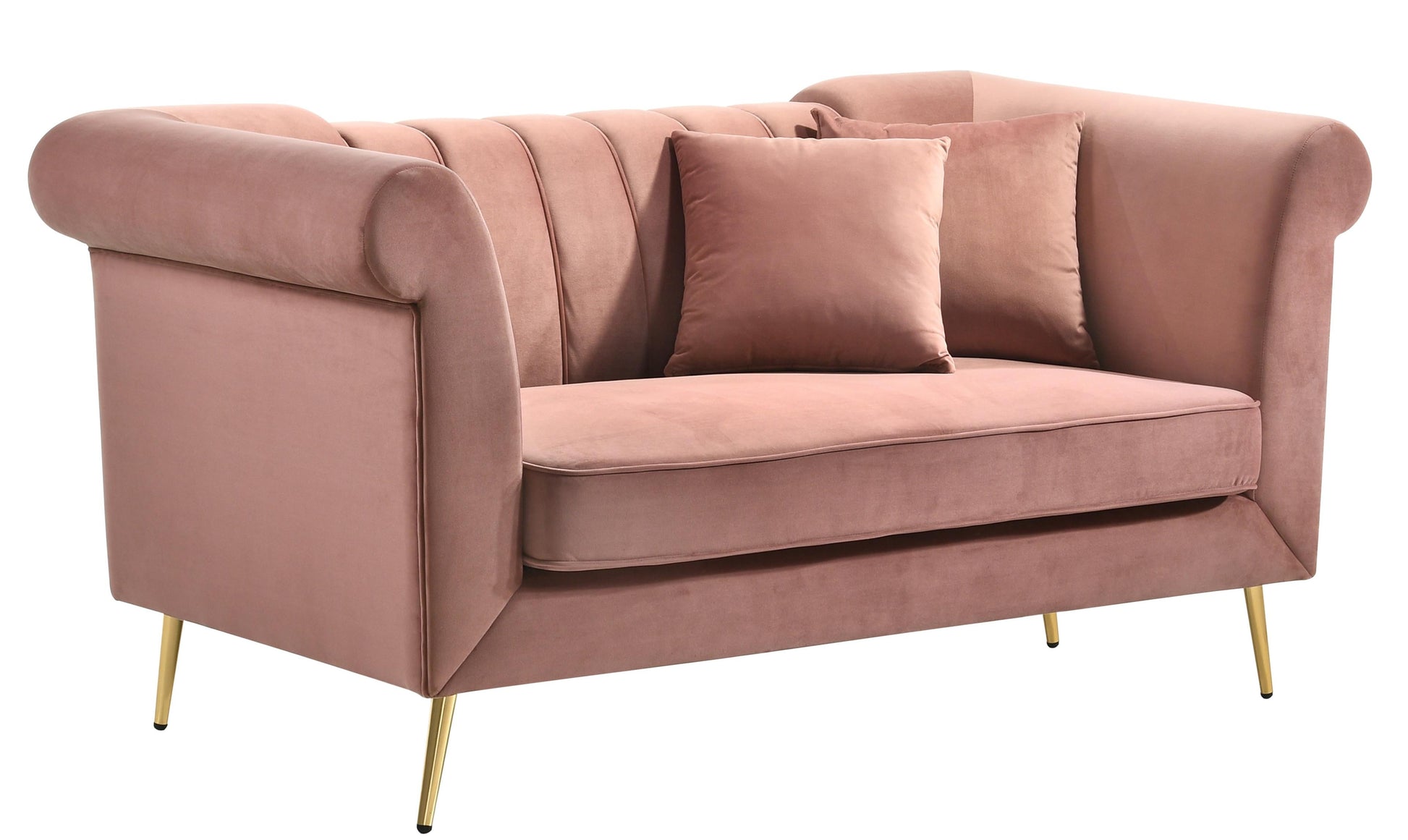 Lexington Transitional Style Coral Loveseat with Gold Finish Cosmos Furniture