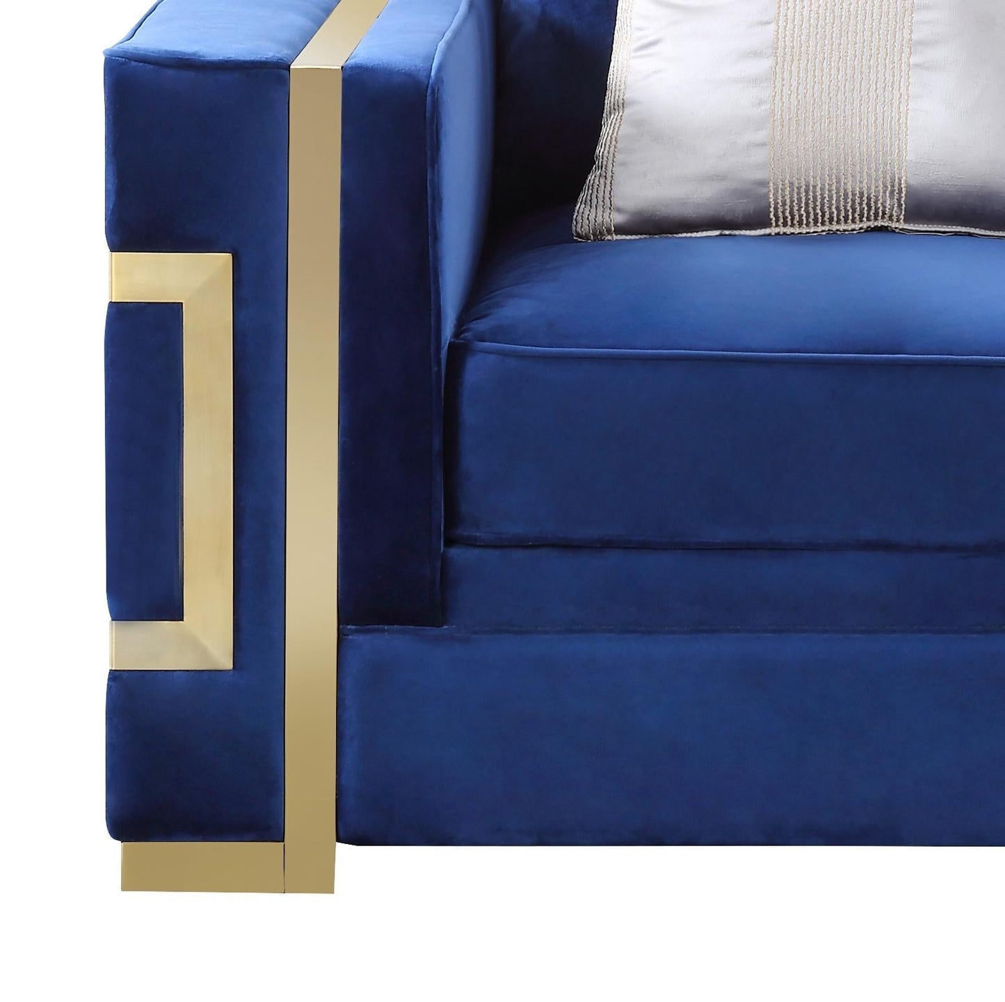 Lawrence Modern Style Navy Chair with Gold Finish Cosmos Furniture