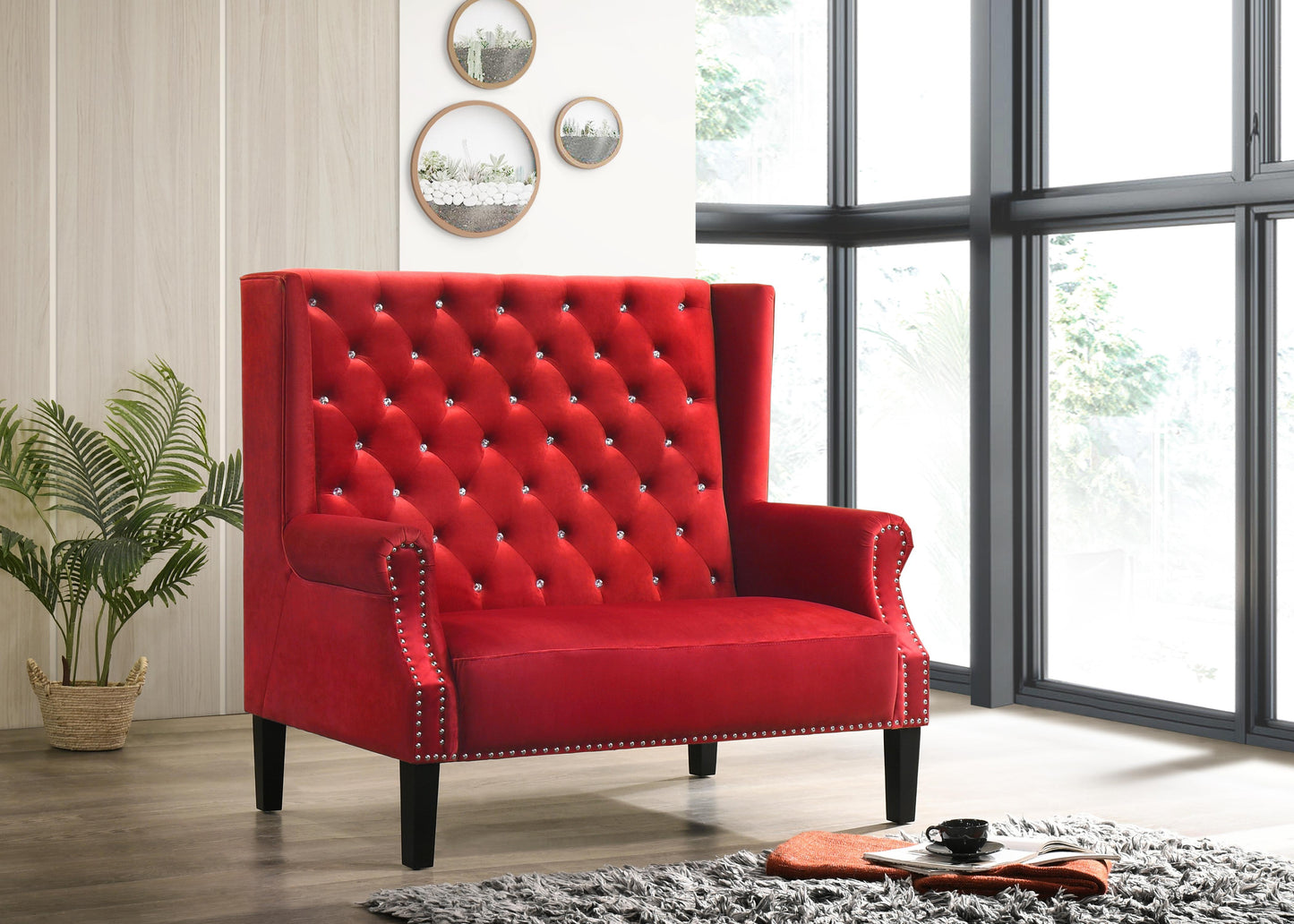 Lexi Transitional Style Red Accent Chair Cosmos Furniture