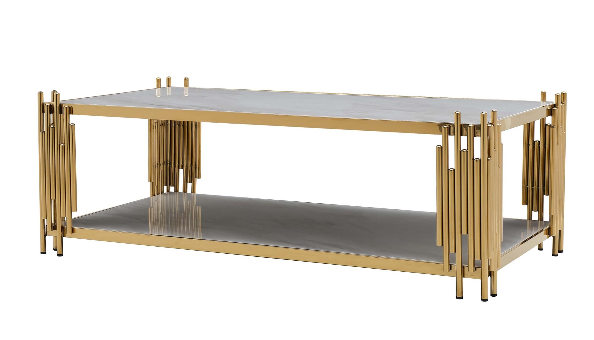 Lawrence Modern Style Marble Coffee Table with Metal Base Cosmos Furniture