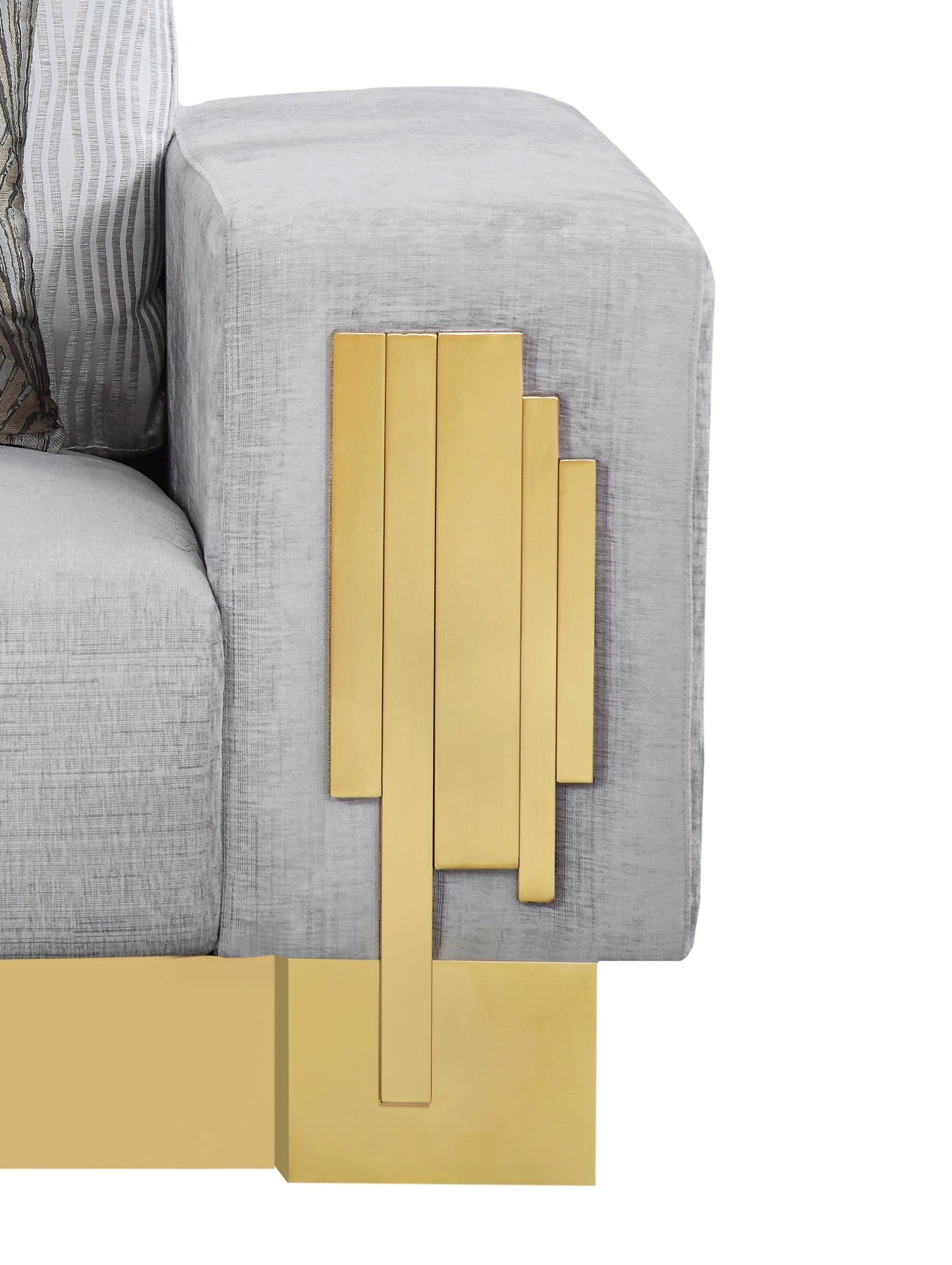 Megan Modern Style Gray Chair with Gold Finish Cosmos Furniture