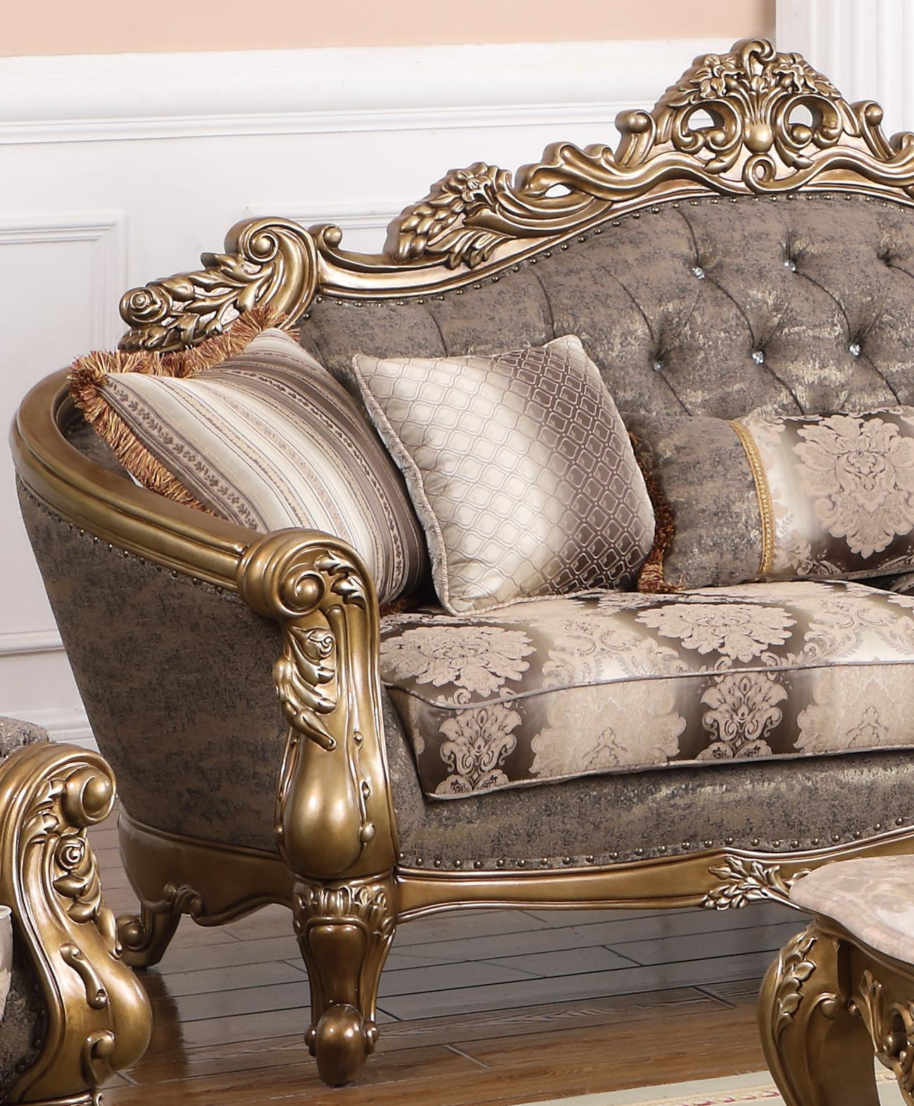 Amelia Traditional Style Sofa in Bronze finish Wood Cosmos Furniture