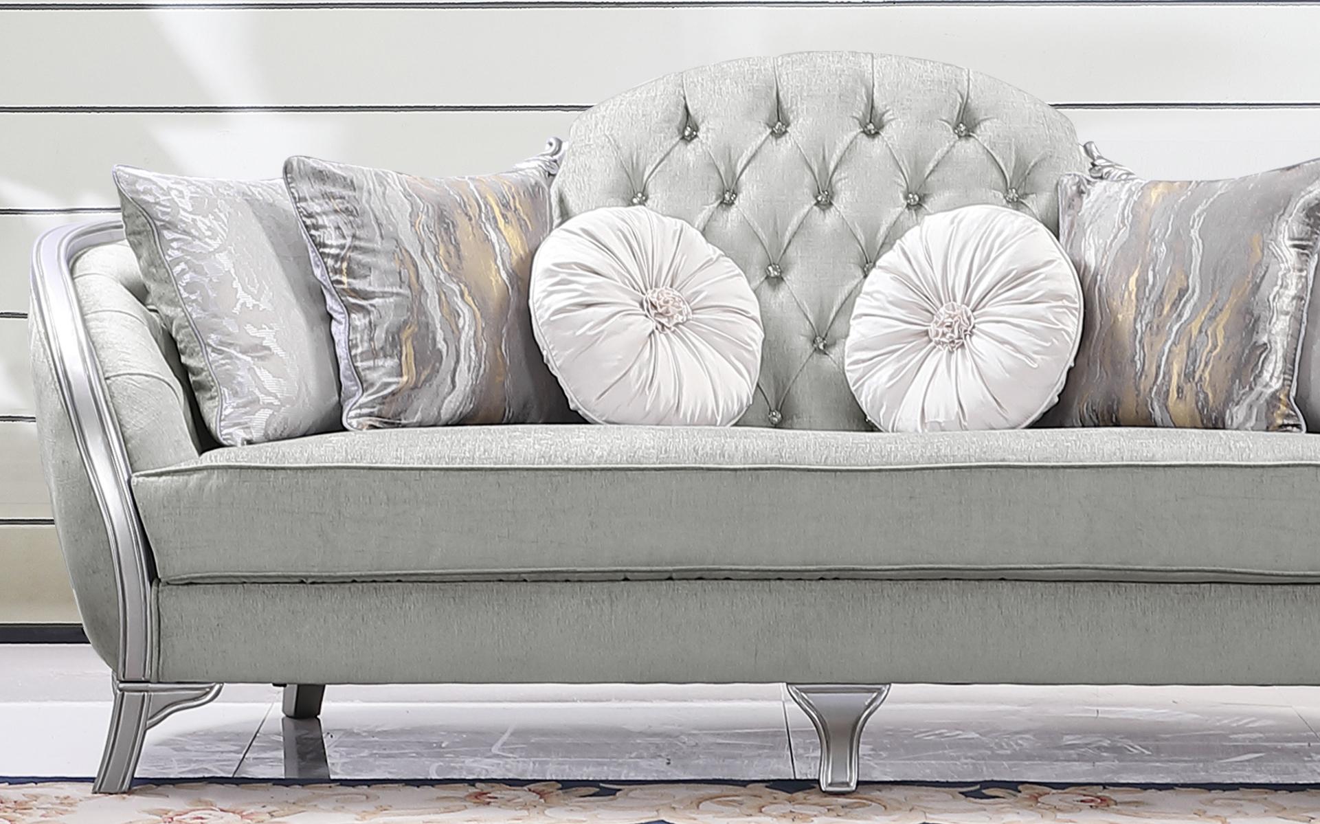 Natalia Transitional Style Sofa in Silver finish Wood Cosmos Furniture