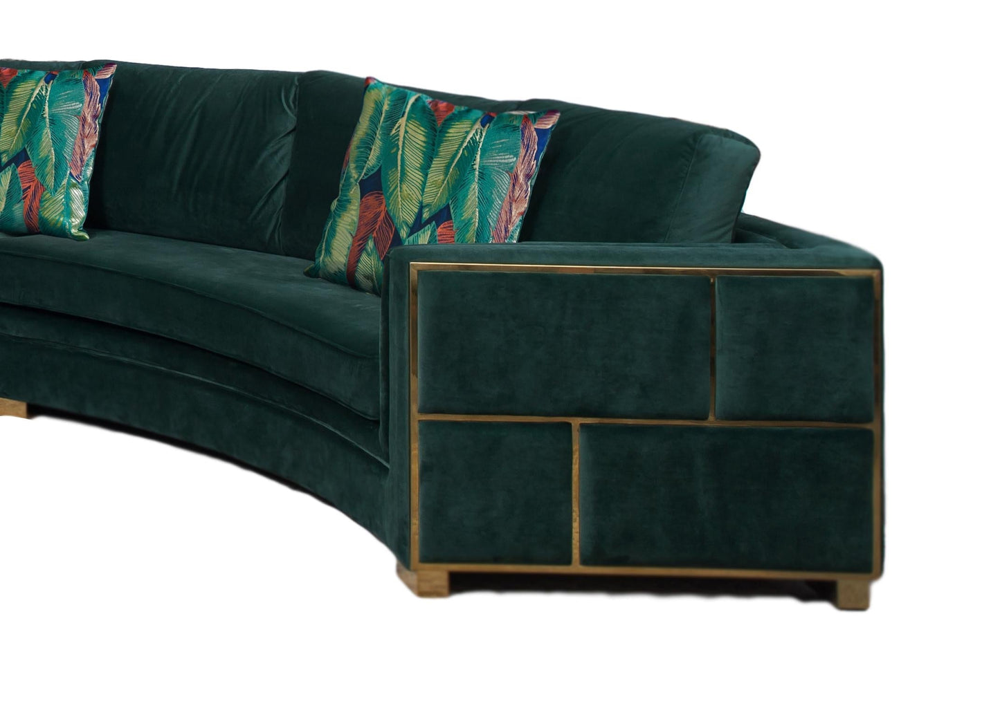 Marco Sectional in Green with Gold Finish Cosmos Furniture