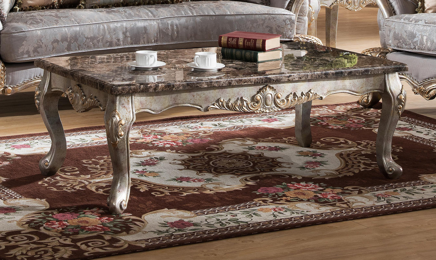 Oprah Traditional Style Coffee Table in Metallic finish Wood Cosmos Furniture