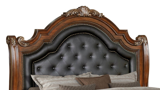 Viviana Traditional Style King Bed in Caramel finish Wood Cosmos Furniture