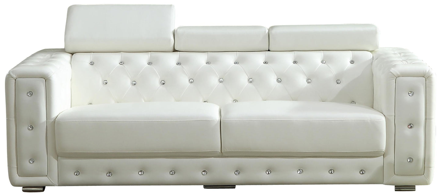 Charlise Modern Style White Sofa in Faux Leather Cosmos Furniture