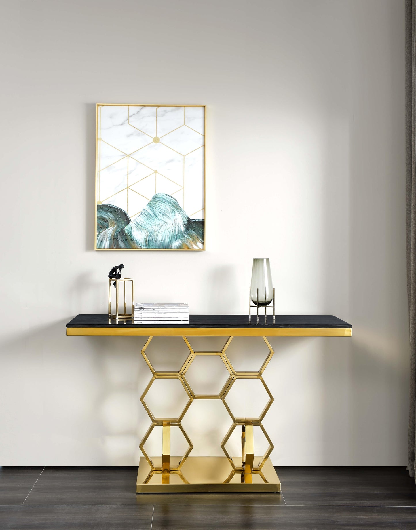 Hannah Modern Style Marble Console Table with Metal Base Cosmos Furniture