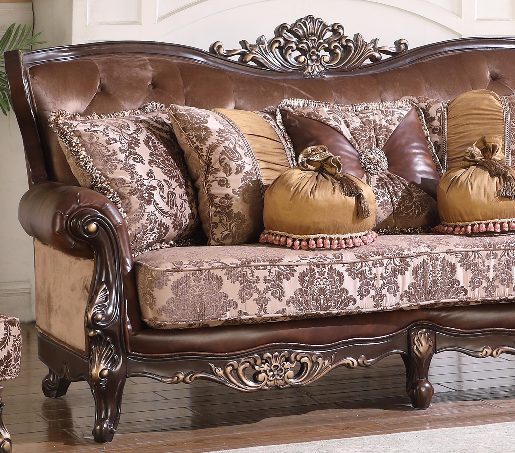 Phoenix Transitional Style Sofa in Cherry finish Wood Cosmos Furniture