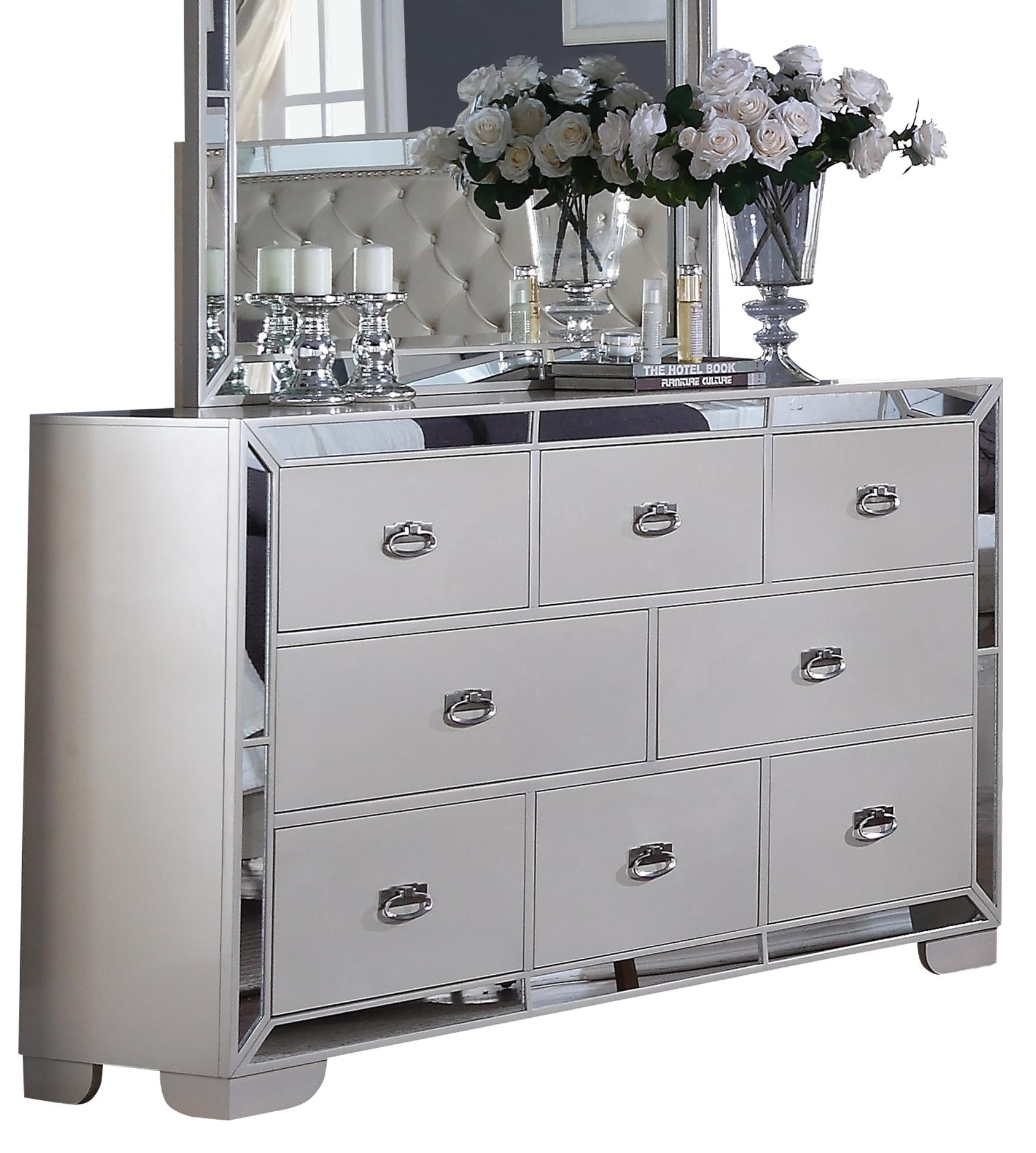 Gloria Contemporary Style Dresser in White finish Wood Cosmos Furniture