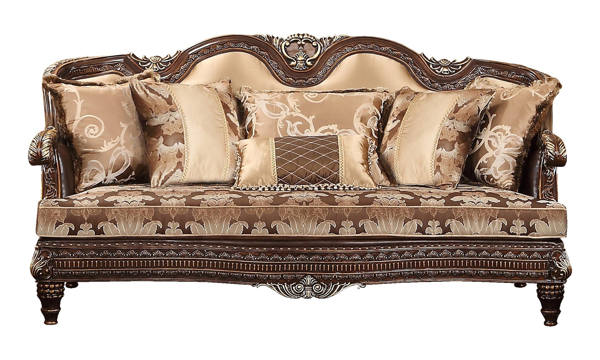 Alexa Traditional Style Sofa in Cherry finish Wood Cosmos Furniture