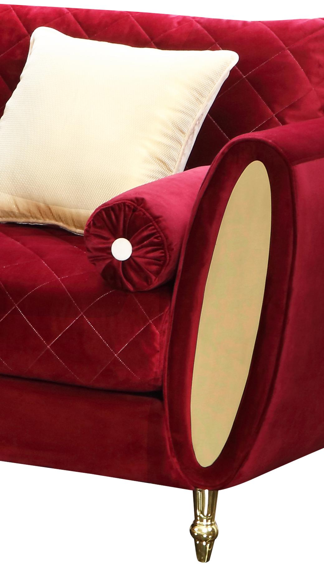 Ruby Modern Style Red Chair with Gold Finish Cosmos Furniture