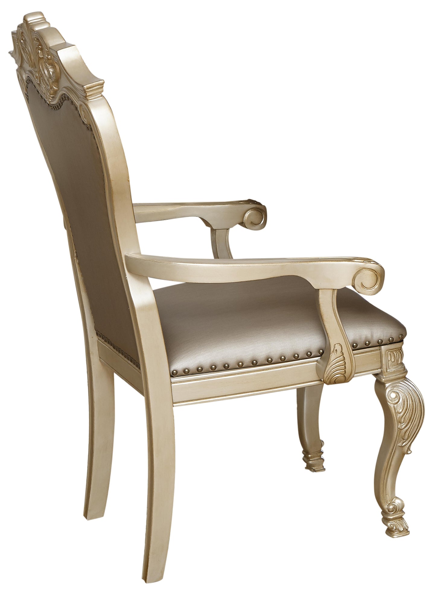 Miranda Transitional Style Dining Arm Chair in Gold finish Wood Cosmos Furniture