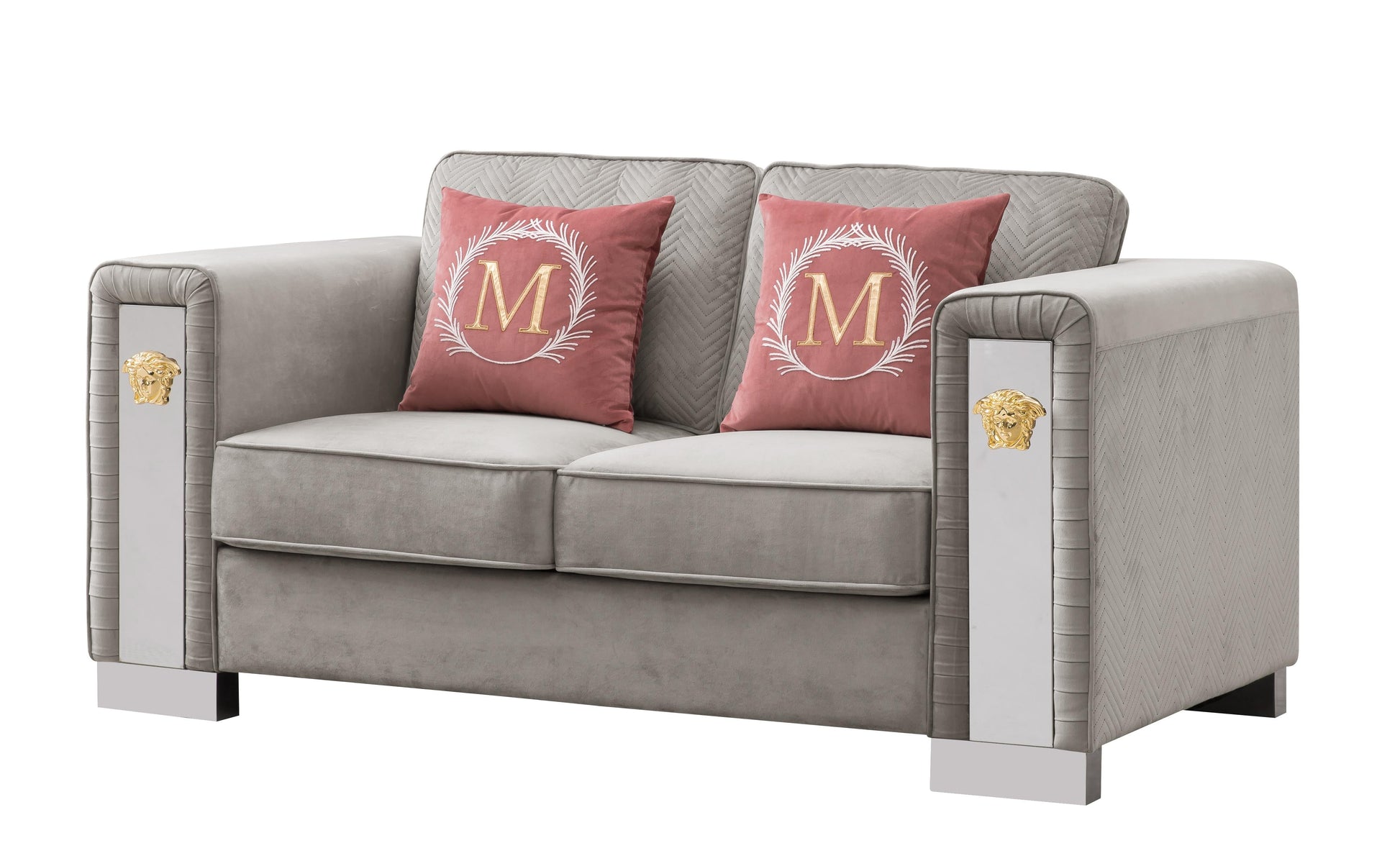 William Modern Style Gray Loveseat with Metal legs Cosmos Furniture