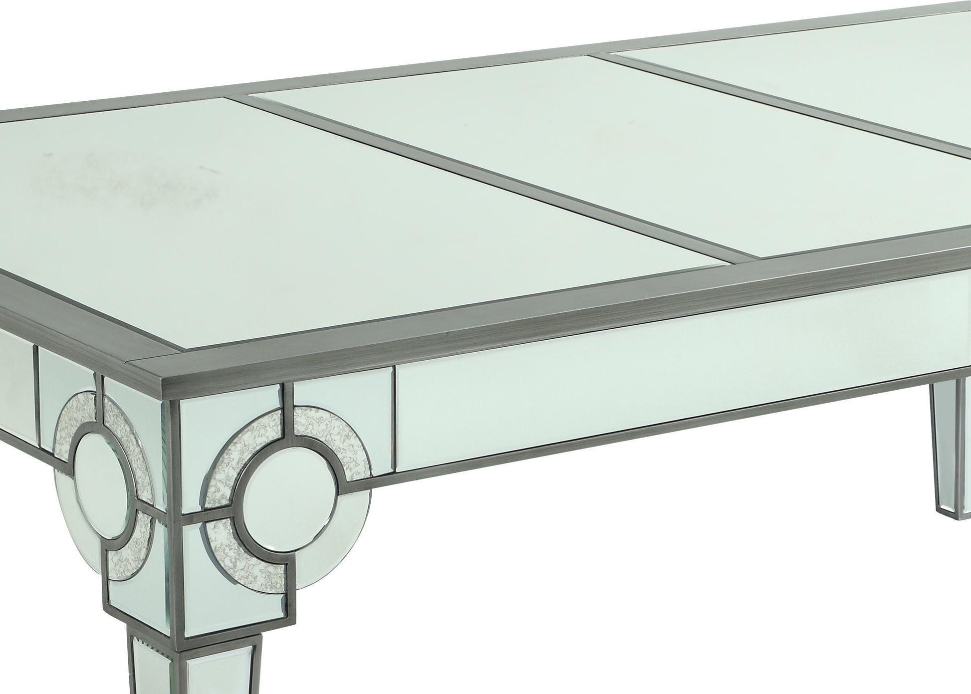 Zoe Modern Style Glass DiningTable with Silver fiinish Cosmos Furniture