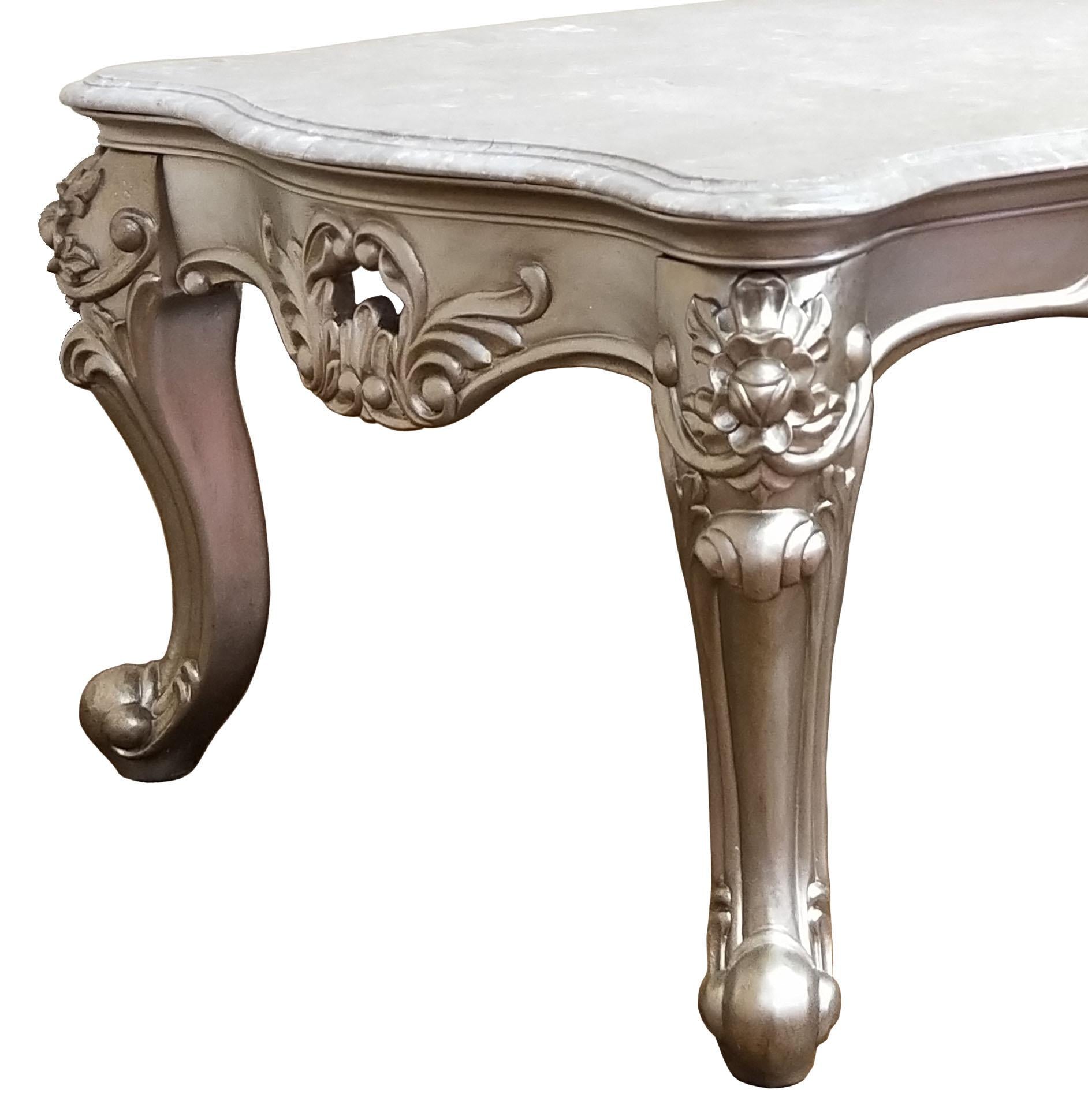 Ariel Transitional Style Coffee Table in Silver finish Wood Cosmos Furniture