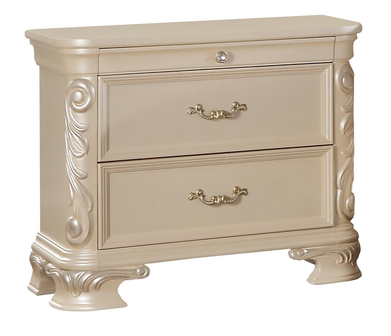 Victoria Traditional Style Nightstand in Off-White finish Wood Cosmos Furniture