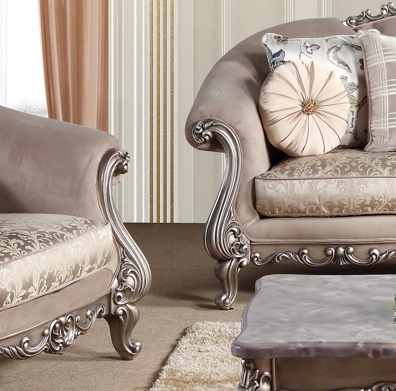 Cristina Traditional Style Loveseat in Silver finish Wood Cosmos Furniture