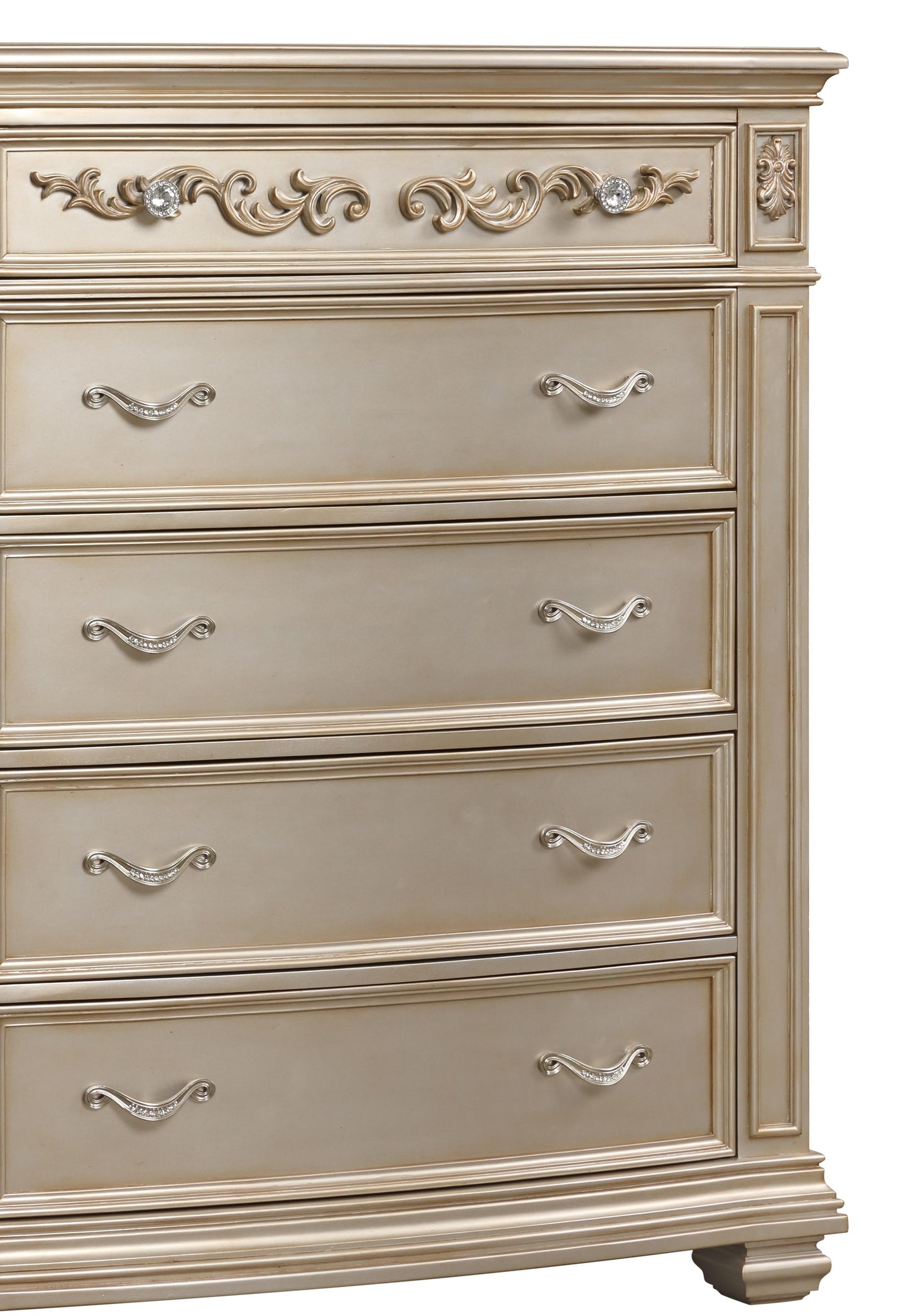 Valentina Traditional Style Chest in Gold finish Wood Cosmos Furniture