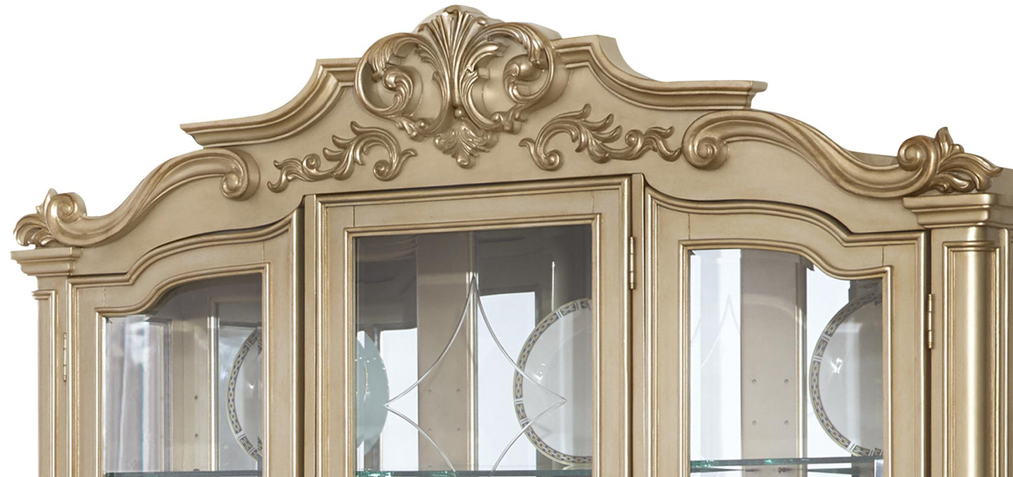 Miranda Transitional Style Dining Hutch in Gold finish Wood Cosmos Furniture