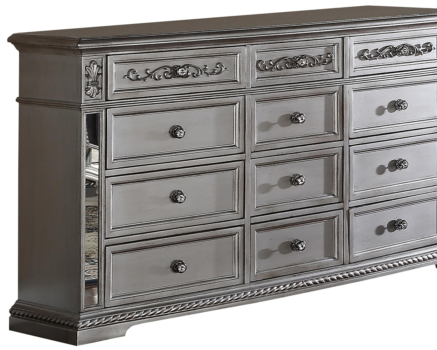 Pamela Transitional Style Dresser in Silver finish Wood Cosmos Furniture