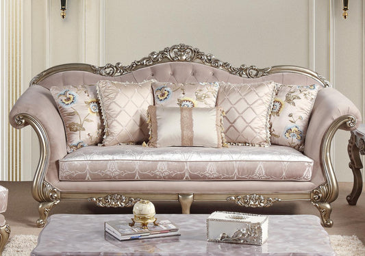 Ariana Traditional Style Sofa in Champagne finish Wood Cosmos Furniture