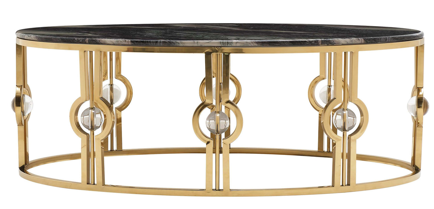 Anika Modern Style Marble Coffee Table with Metal Base Cosmos Furniture
