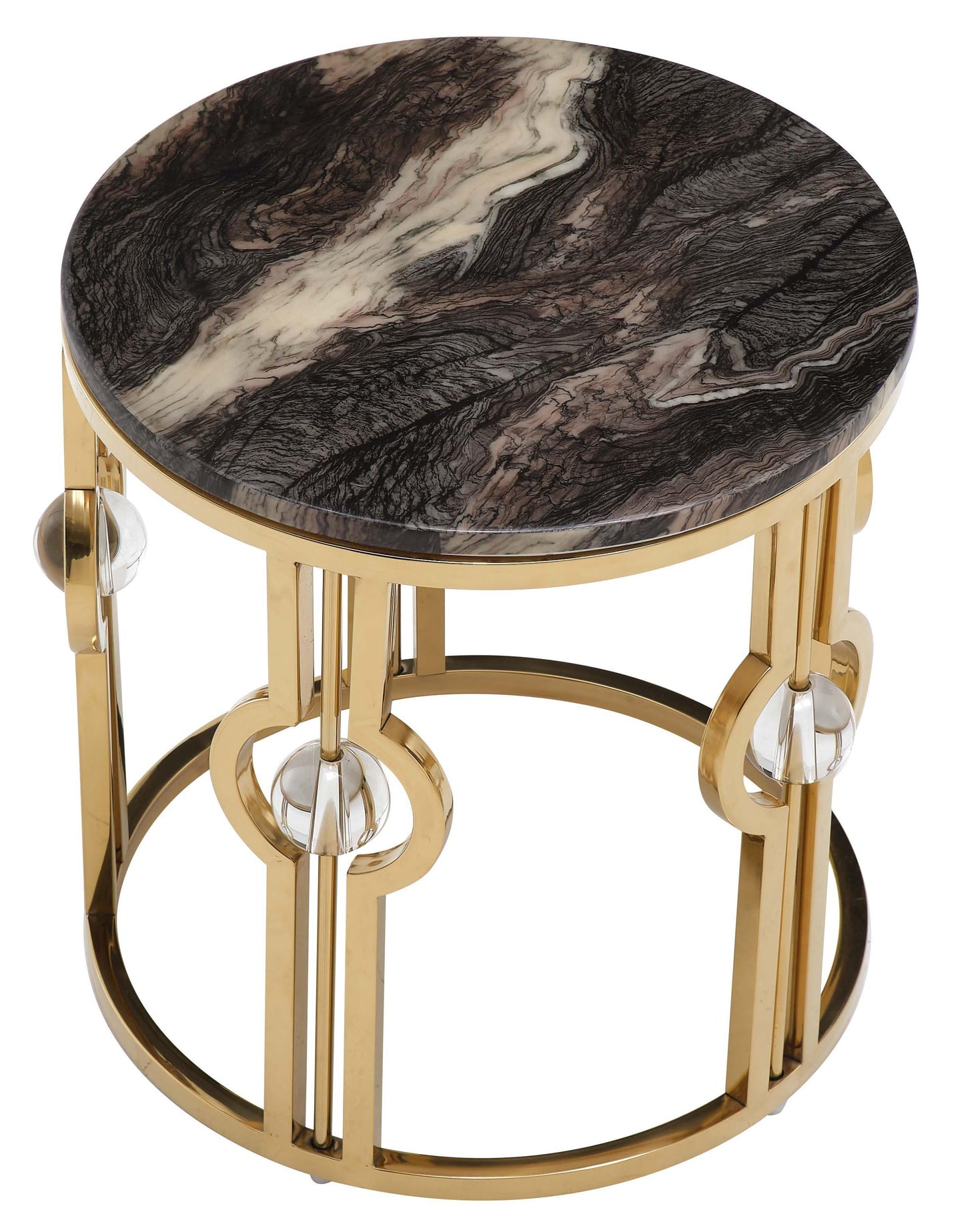 Fallon Modern Style Marble End Table with Metal Base Cosmos Furniture