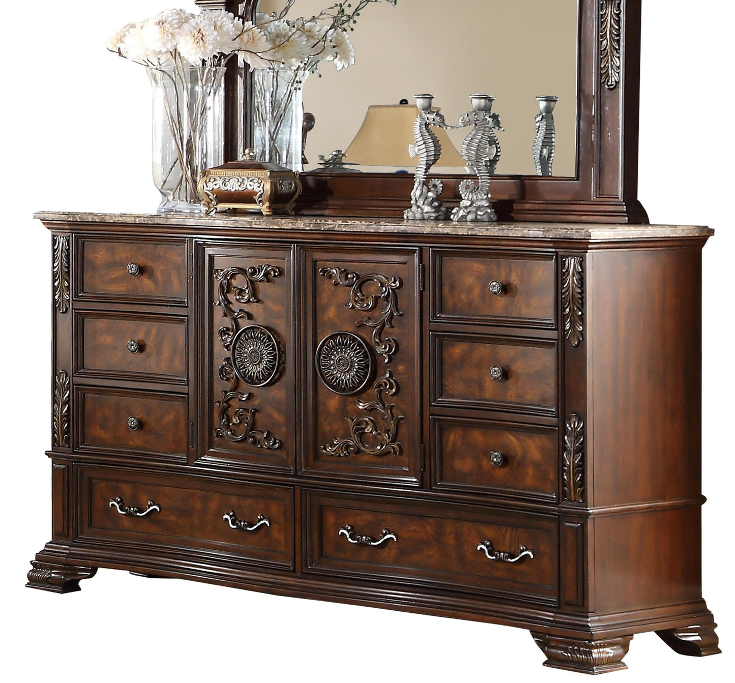 Santa Monica Traditional Style Dresser in Cherry finish Wood Cosmos Furniture