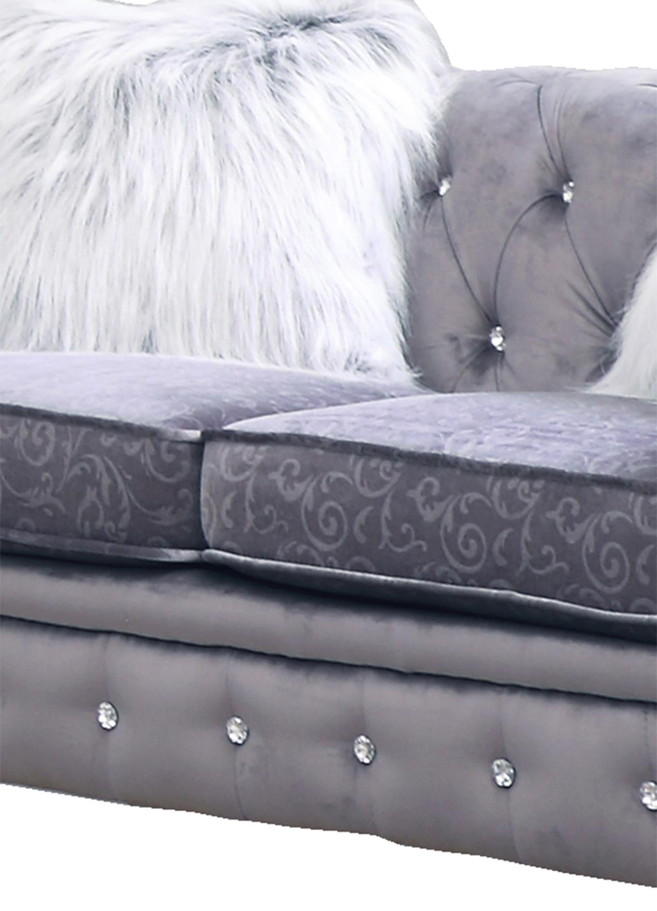 Sahara Modern Style Gray Loveseat with Acrylic legs Cosmos Furniture