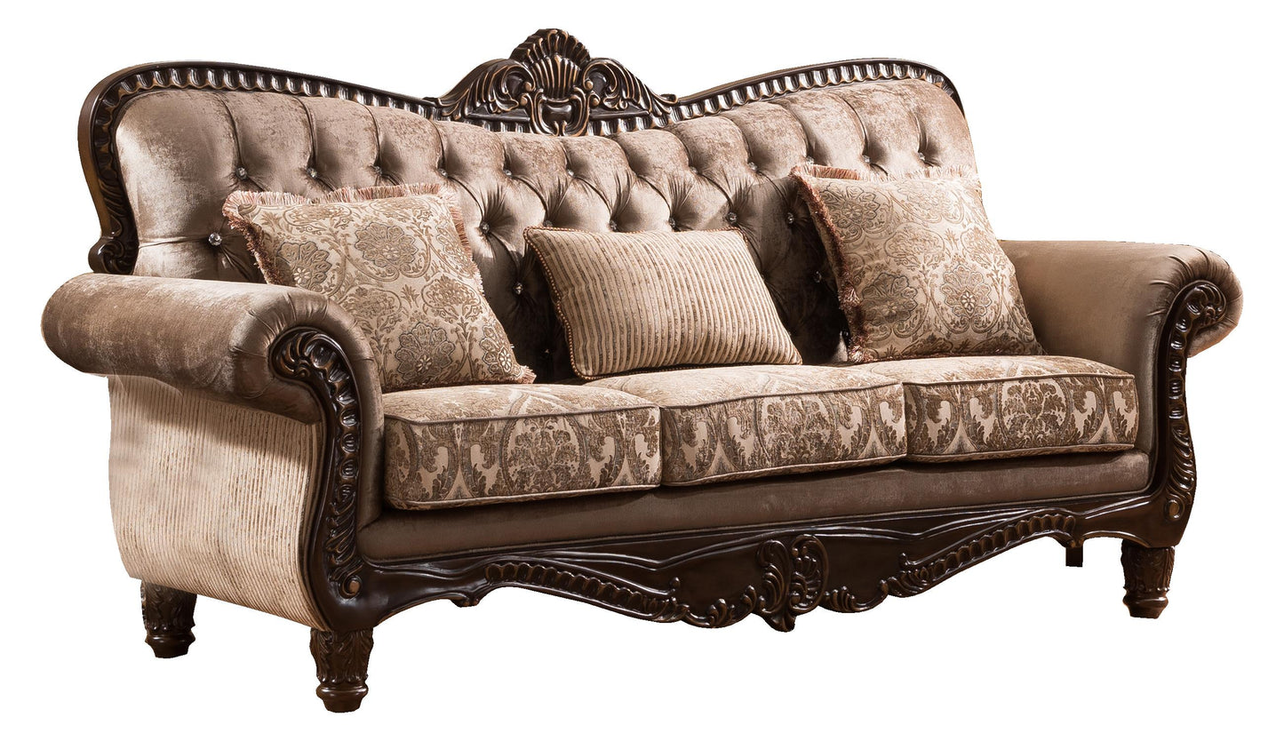 Giana Traditional Style Sofa in Cherry finish Wood Cosmos Furniture