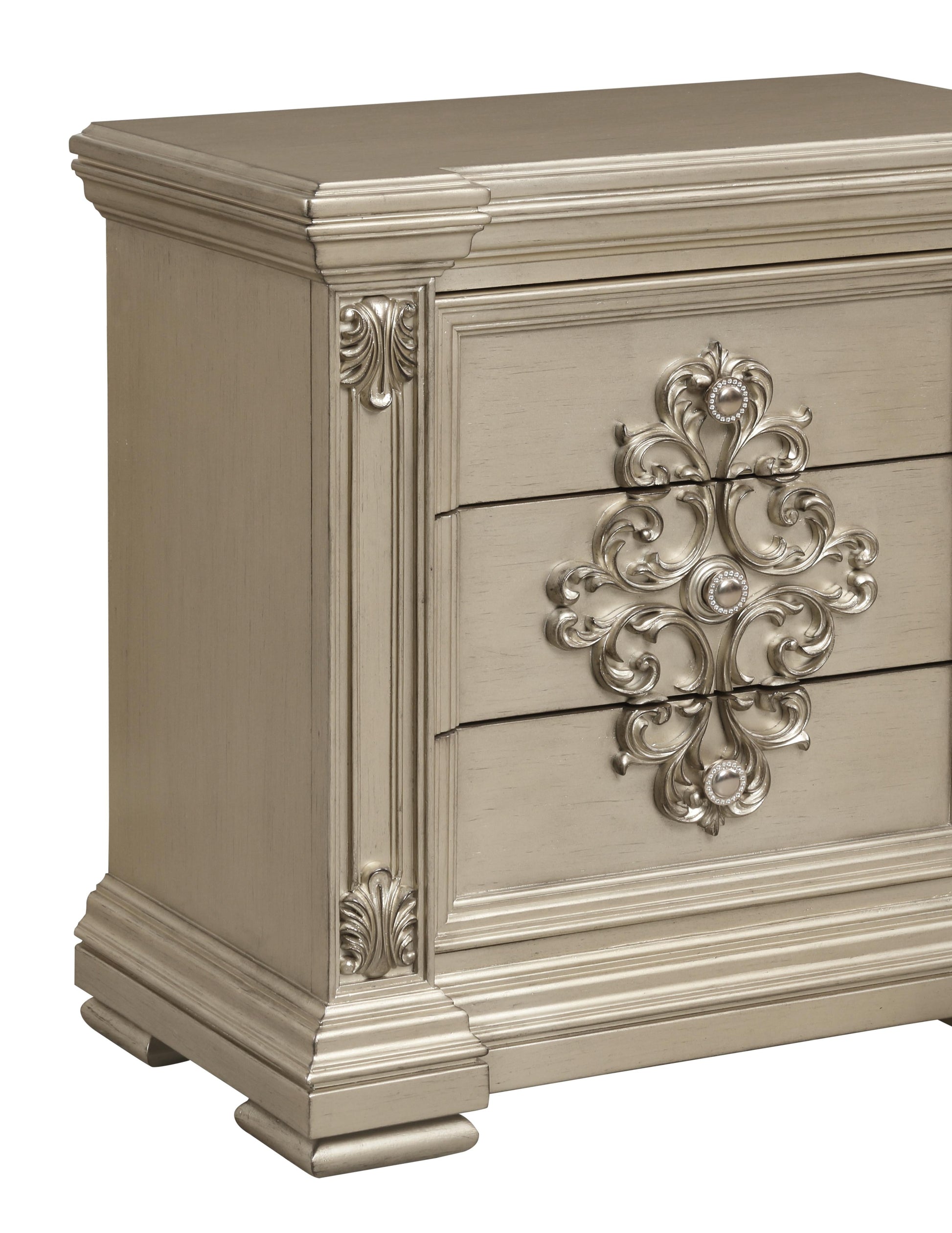 Alicia Transitional Style Nightstand in Beige finish Wood Cosmos Furniture