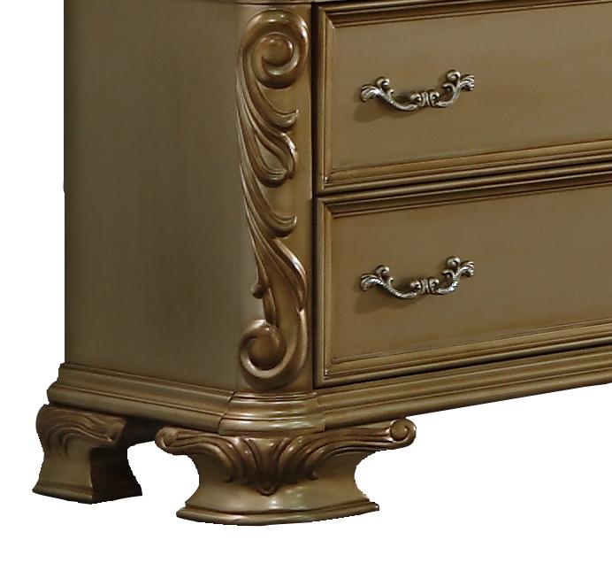 Miranda Transitional Style Dresser in Gold finish Wood Cosmos Furniture