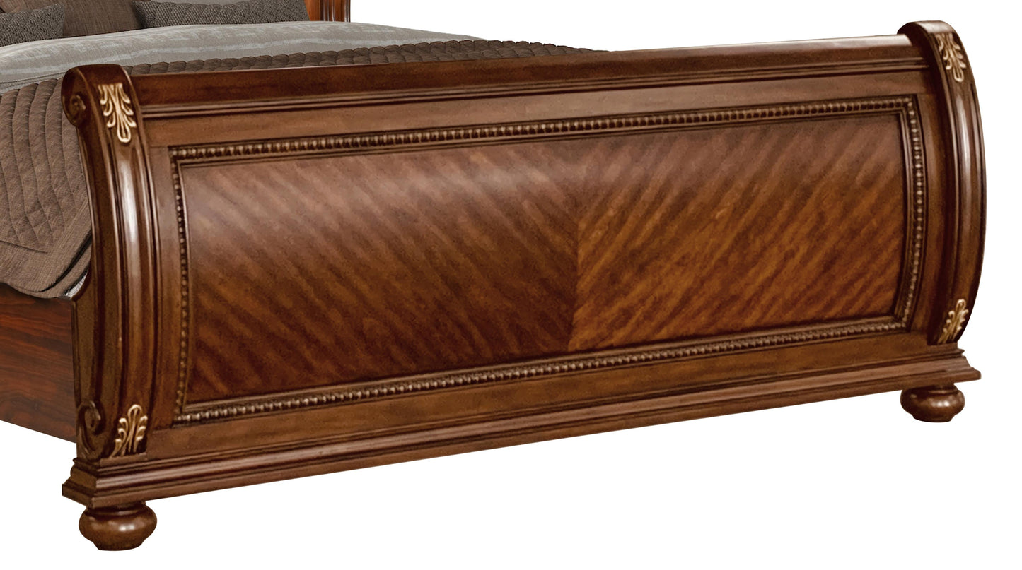 Viviana Traditional Style King Bed in Caramel finish Wood Cosmos Furniture