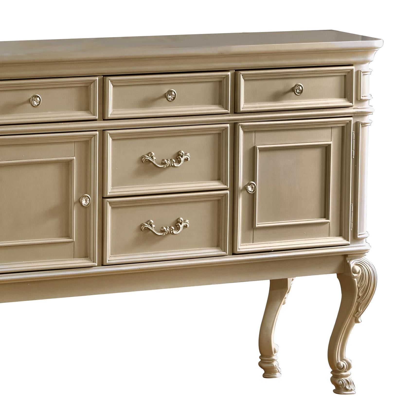 Miranda Transitional Style Dining Server in Gold finish Wood Cosmos Furniture