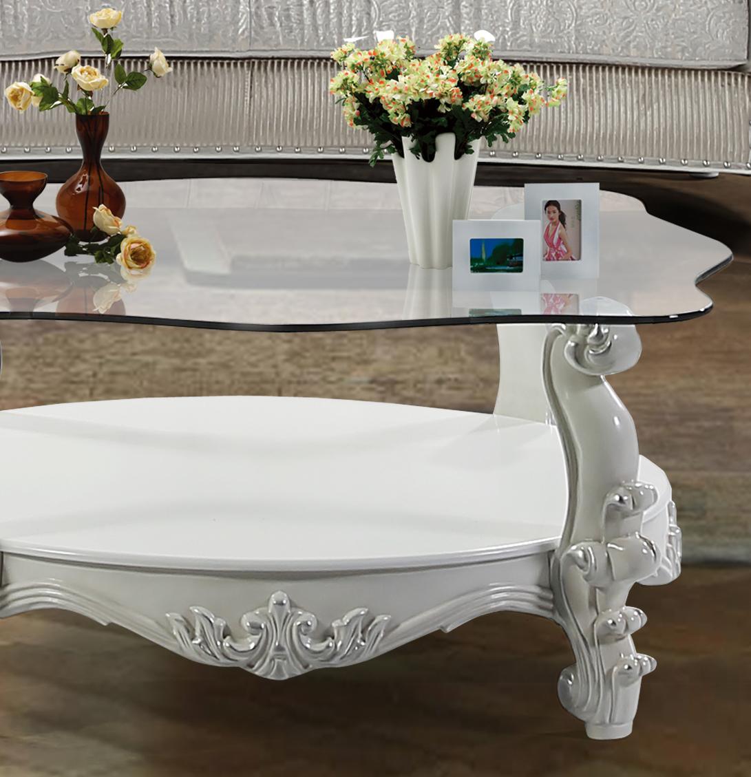 Juliana Traditional Style Coffee Table in Pearl White finish Wood Cosmos Furniture