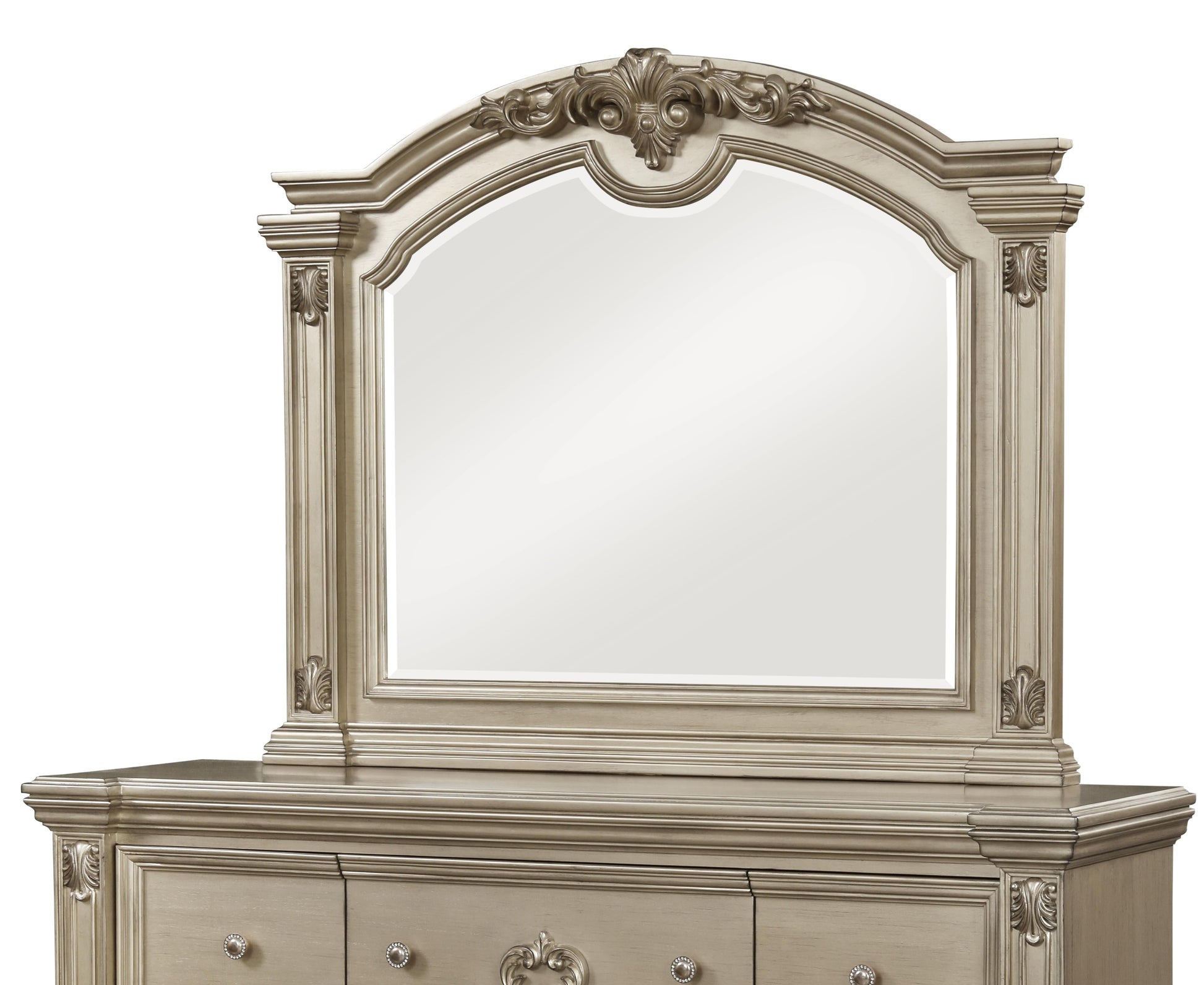 Alicia Transitional Style Mirror in Beige finish Wood Cosmos Furniture