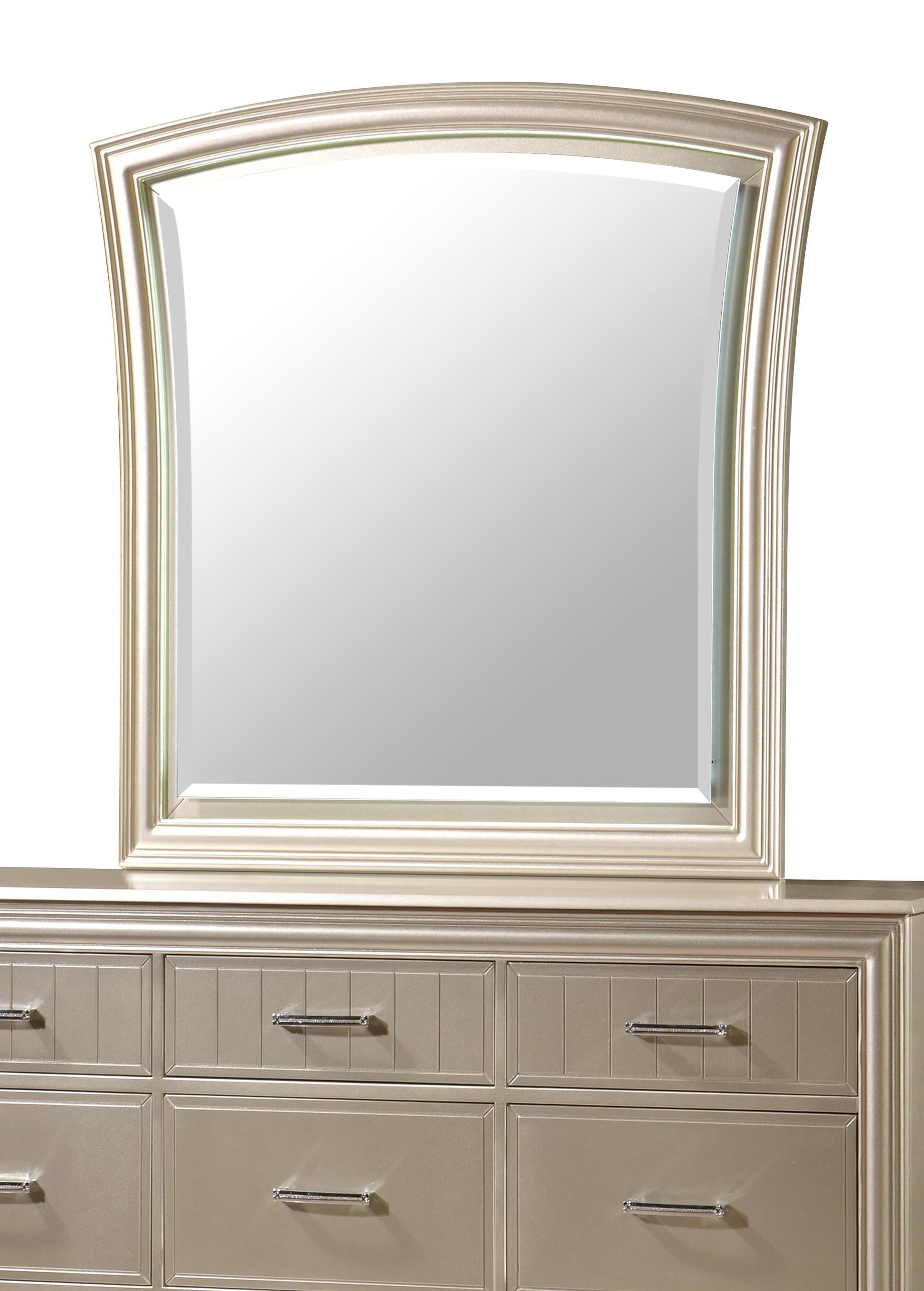 Faisal Transitional Style Mirror in Champagne finish Wood Cosmos Furniture