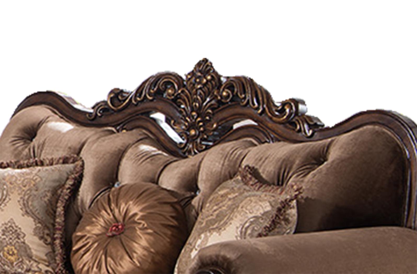 Zoya Traditional Style Loveseat in Cherry finish Wood Cosmos Furniture