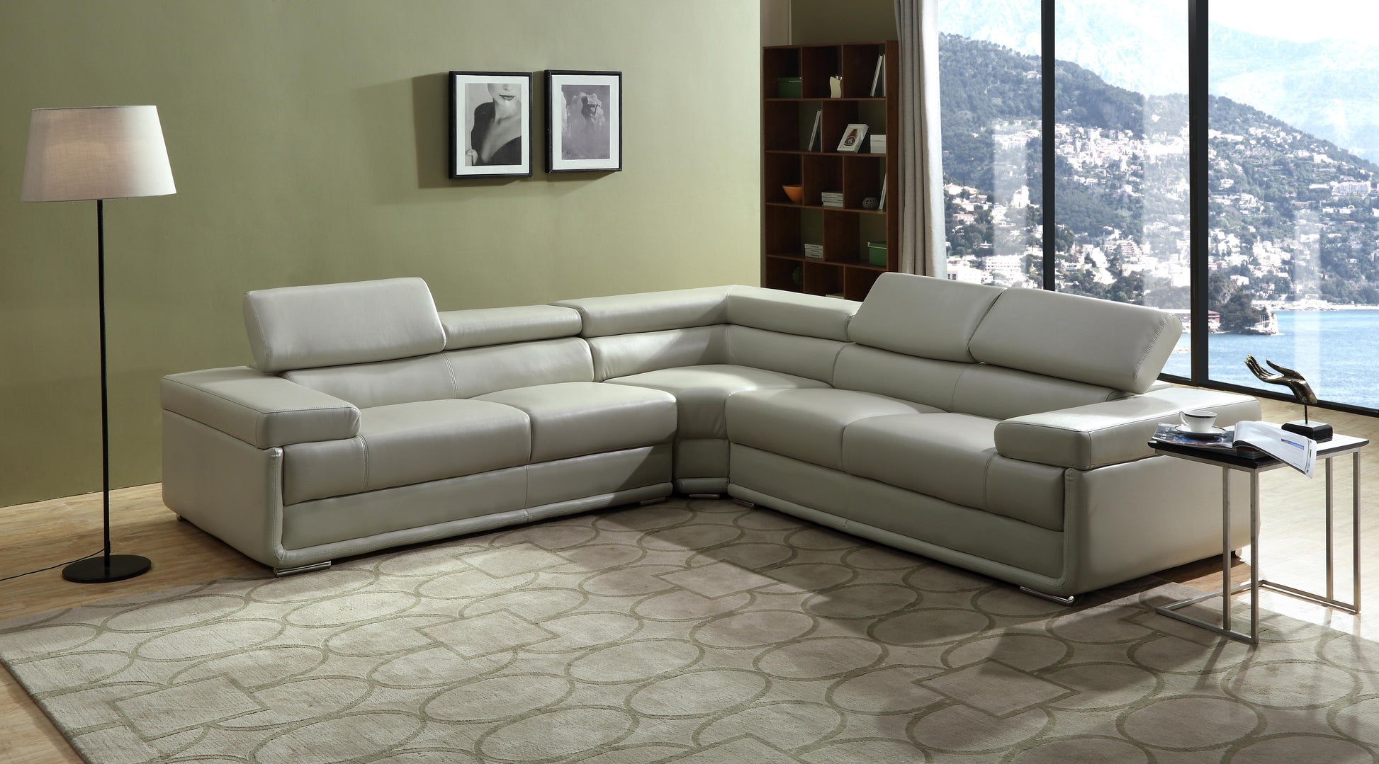 Zenith Beige Sectional in Faux Leather Cosmos Furniture