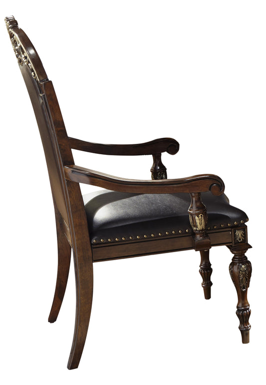 Rosanna Traditional Style Dining Arm Chair in Cherry finish Wood Cosmos Furniture