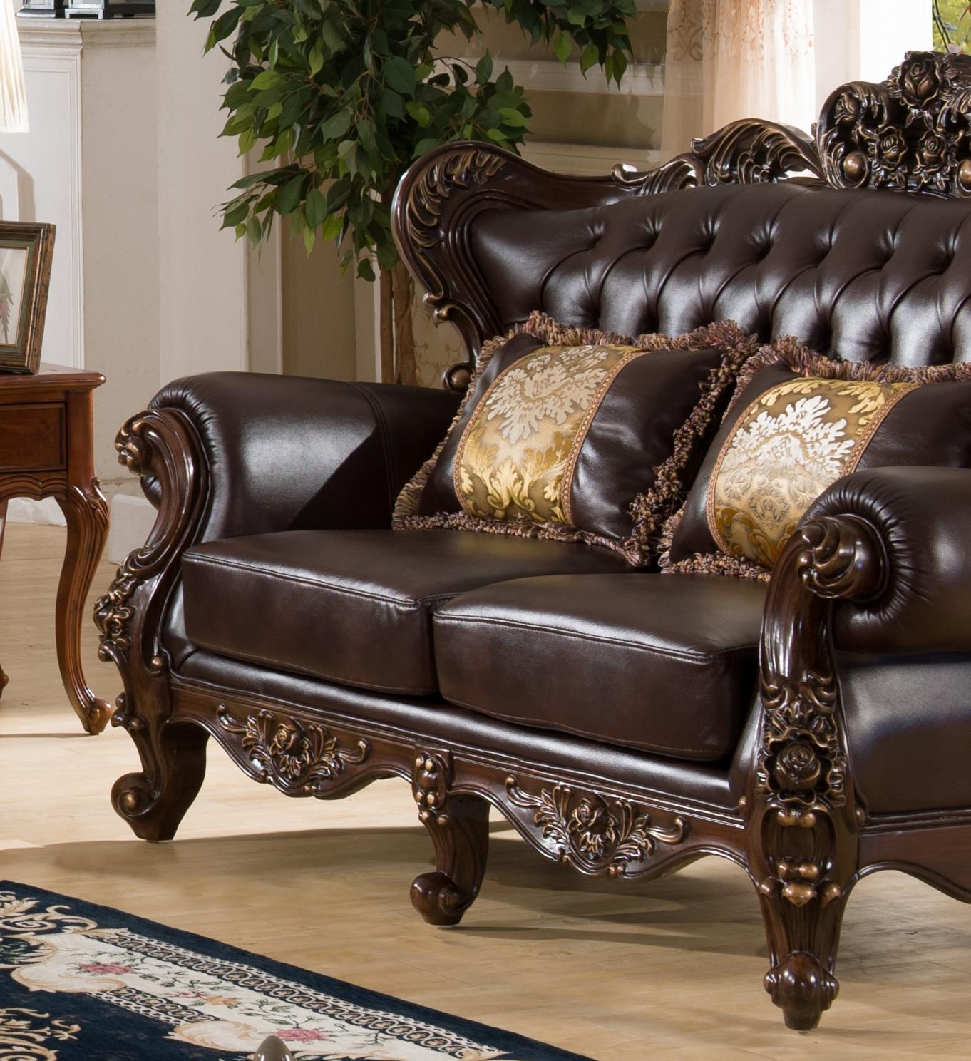 Vanessa Traditional Style Loveseat in Walnut finish Wood Cosmos Furniture