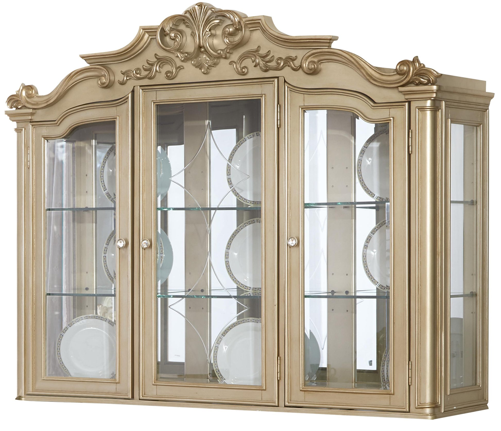 Miranda Transitional Style Dining Hutch in Gold finish Wood Cosmos Furniture