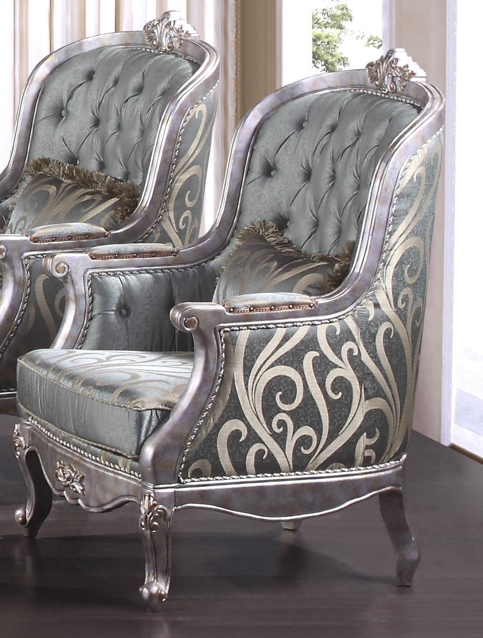 Zara Transitional Style Chair in Silver finish Wood Cosmos Furniture