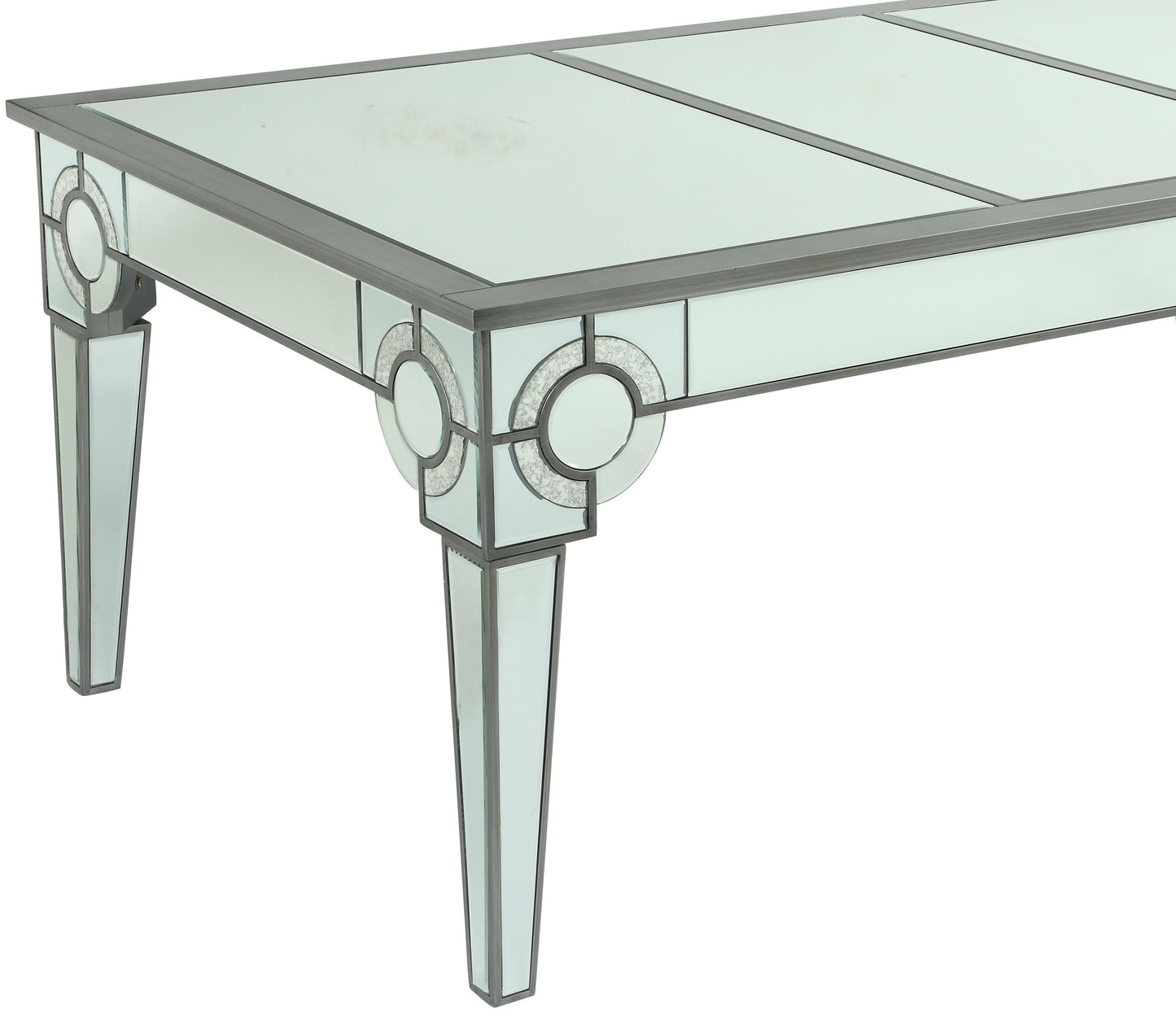 Zoe Modern Style Glass DiningTable with Silver fiinish Cosmos Furniture