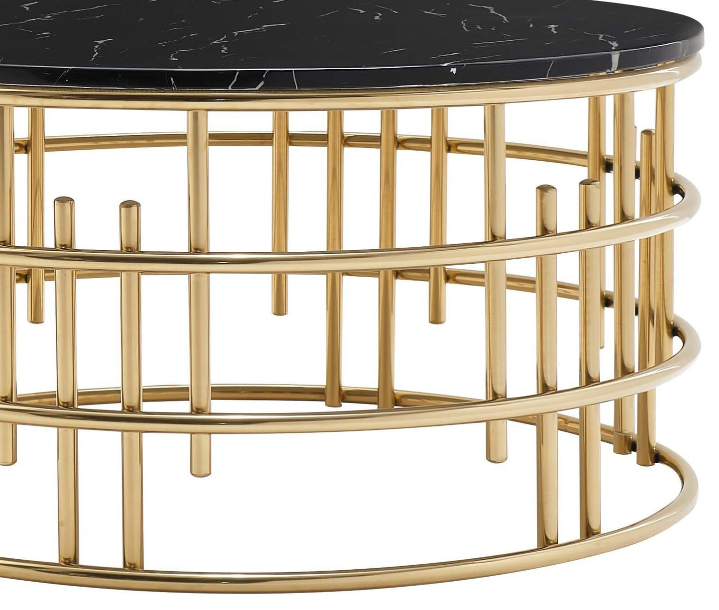 Carissa Modern Style Marble Coffee Table with Metal Base Cosmos Furniture