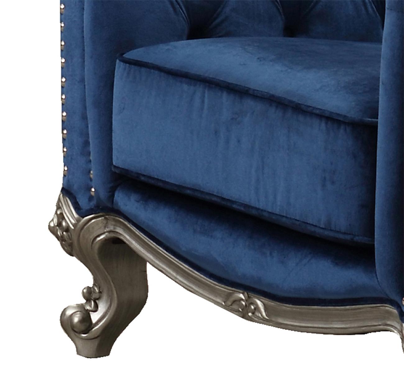 Mia Transitional Style Navy Chair with Silver Finish Cosmos Furniture