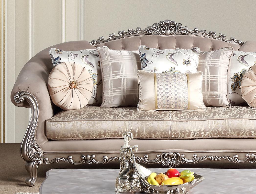 Cristina Traditional Style Sofa in Silver finish Wood Cosmos Furniture